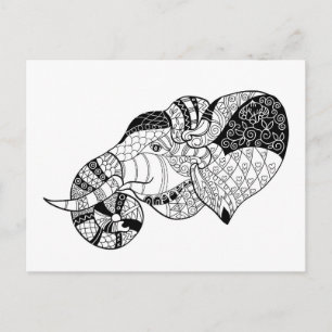 Elephant Head Zenstyle Doodle Postkarte