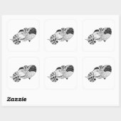 Elephant Head Zenstyle Doodle Quadratischer Aufkleber (Blatt)