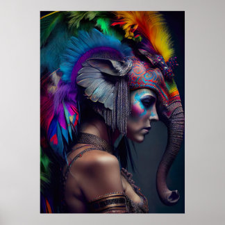 Elephant Headdress women - Weirdcore RainbowPunk Poster
