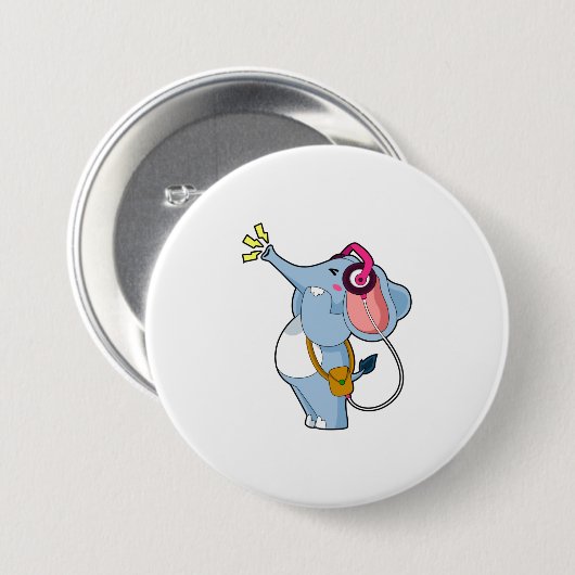 Elephant Headphone Music Button (Vorne & Hinten)