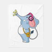 Elephant Headphone Music Fleecedecke (Vorderseite)