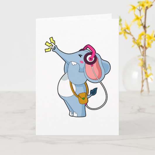 Elephant Headphone Music Karte (Gelbe Blume)