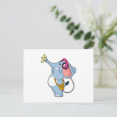 Elephant Headphone Music Postkarte (Stehend Vorderseite)
