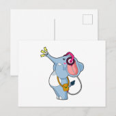 Elephant Headphone Music Postkarte (Vorne/Hinten)
