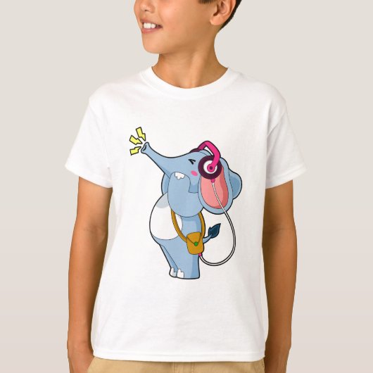 Elephant Headphone Music T-Shirt (Vorderseite)