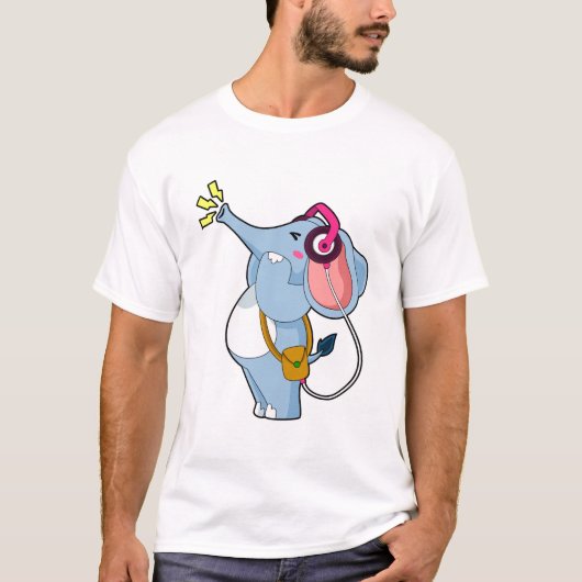 Elephant Headphone Music T-Shirt (Vorderseite)