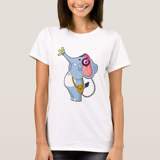 Elephant Headphone Music T-Shirt (Vorderseite)