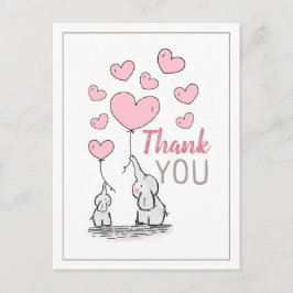 Elephant Hearts Baby Dusche Danke Postcard Einladungspostkarte