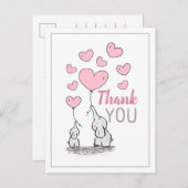 Elephant Hearts Baby Dusche Danke Postcard Einladungspostkarte (Vorne/Hinten)