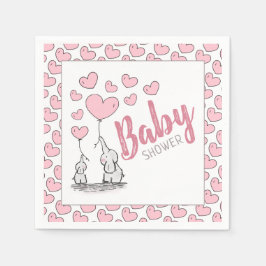 Elephant Hearts Baby Shower Napkin Serviette