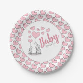 Elephant Hearts Baby Shower Pappteller (Vorderseite)