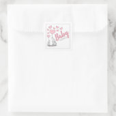 Elephant Hearts Baby Shower Square Sticker (Tasche)