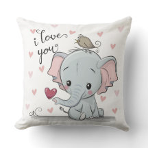 Elephant & Hearts Kinderzimmer Kissen - Niedliches