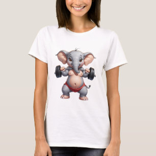 Elephant Hebe Bodybuilder Elefant Gym T-Shirt