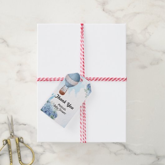 Elephant Heißluftballon Blau Hydrangea Geschenkanhänger (Mit Garn)