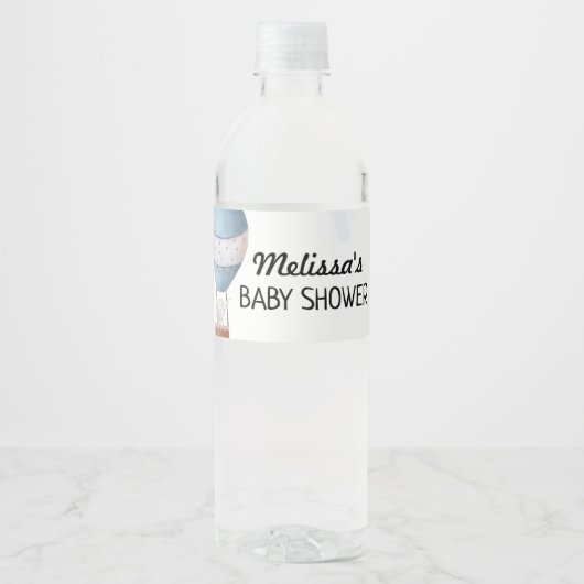 Elephant Heißluftballon Blau Hydrangea Wasserflaschenetikett (Vorderseite)