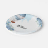 Elephant Heißluftballon blauer Hydrangea Dessert Pappteller (Schrägansicht)