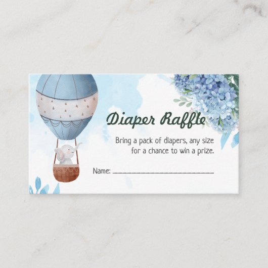 Elephant Heißluftballon-Gewinnkarten Begleitkarte (Vorderseite)