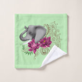 Elephant Henna Lotus Blume Badhandtuch Set (Waschlappen)