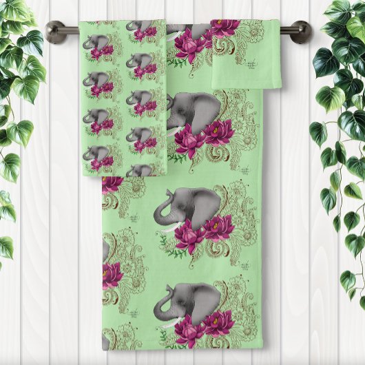 Elephant Henna Lotus Blume Badhandtuch Set
