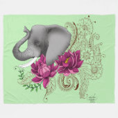 Elephant Henna Lotus Blume Fleecedecke (Vorderseite (Horizontal))
