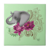 Elephant Henna Lotus Blume Fliese (Vorderseite)