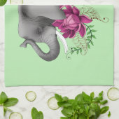 Elephant Henna Lotus Blume Geschirrtuch (Gefaltet)