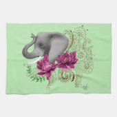 Elephant Henna Lotus Blume Geschirrtuch (Horizontal)