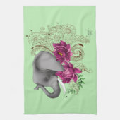 Elephant Henna Lotus Blume Geschirrtuch (Vertikal)