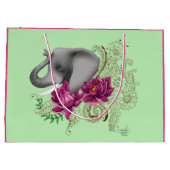 Elephant Henna Lotus Blume Große Geschenktüte (Rückseite)