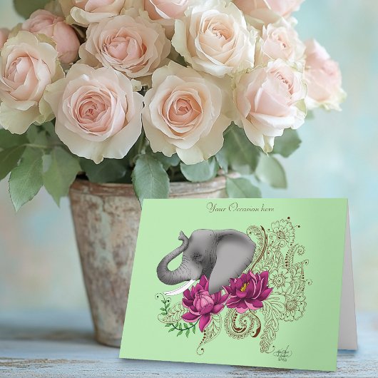 Elephant Henna Lotus Blume Karte