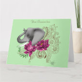Elephant Henna Lotus Blume Karte (Vorderseite)