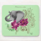 Elephant Henna Lotus Blume Mousepad (Vorne)