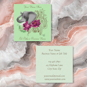 Elephant Henna Lotus Blume Quadratische Visitenkarte