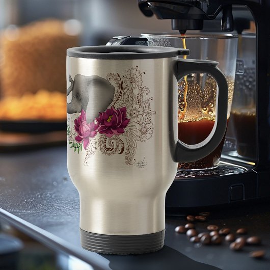 Elephant Henna Lotus Blume Reisebecher