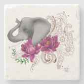 Elephant Henna Lotus Blume Steinuntersetzer (Vorderseite)