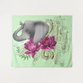 Elephant Henna Lotus Blume Wandteppich (Vorderseite (Horizontal))