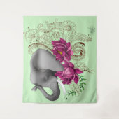 Elephant Henna Lotus Blume Wandteppich (Vorderseite)