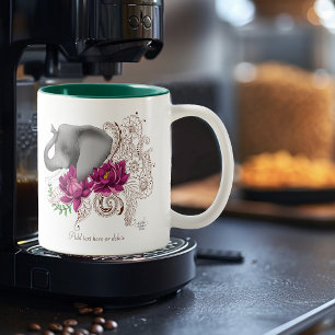 Elephant Henna Lotus Blume Zweifarbige Tasse