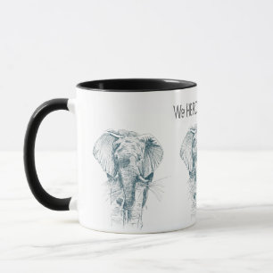 Elephant Herd Ink zeichnend und ein lustiges Spric Tasse
