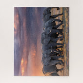 Elephant Herd überquert die Savannah Puzzle (Vertikal)