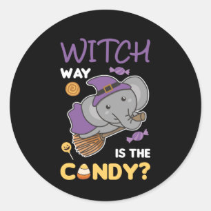 Elephant Hexe Way ist das fantasievolle Halloween Runder Aufkleber