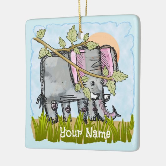 Elephant Hiding Keramikornament (Links)