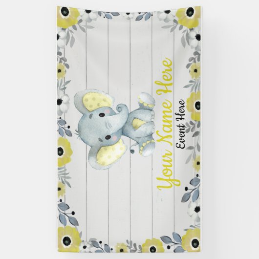 Elephant Hintergrund Rustikale Blume gelb Banner (Vertikal)
