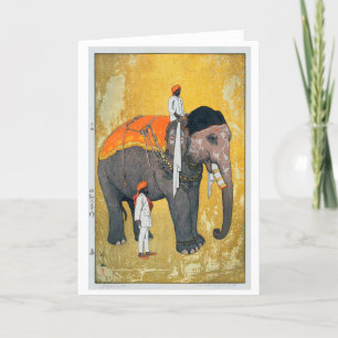 Elephant, Hiroshi Yoshida, Holzschnitt Feiertagskarte