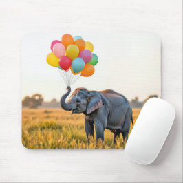 Elephant Holding A Balloon Bouquet Mousepad