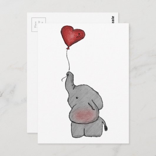 Elephant Holding Balloon Postkarte (Vorne/Hinten)