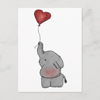 Elephant Holding Balloon Postkarte