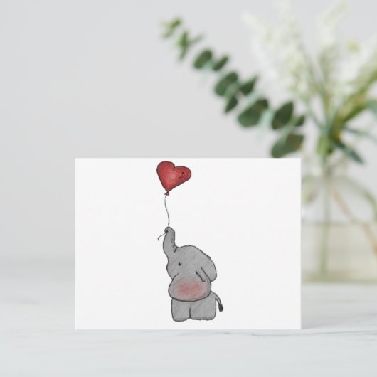 Elephant Holding Balloon Postkarte (Stehend Vorderseite)