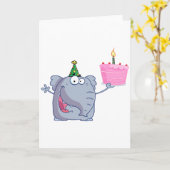 Elephant Holds Birthday Cake Karte (Gelbe Blume)